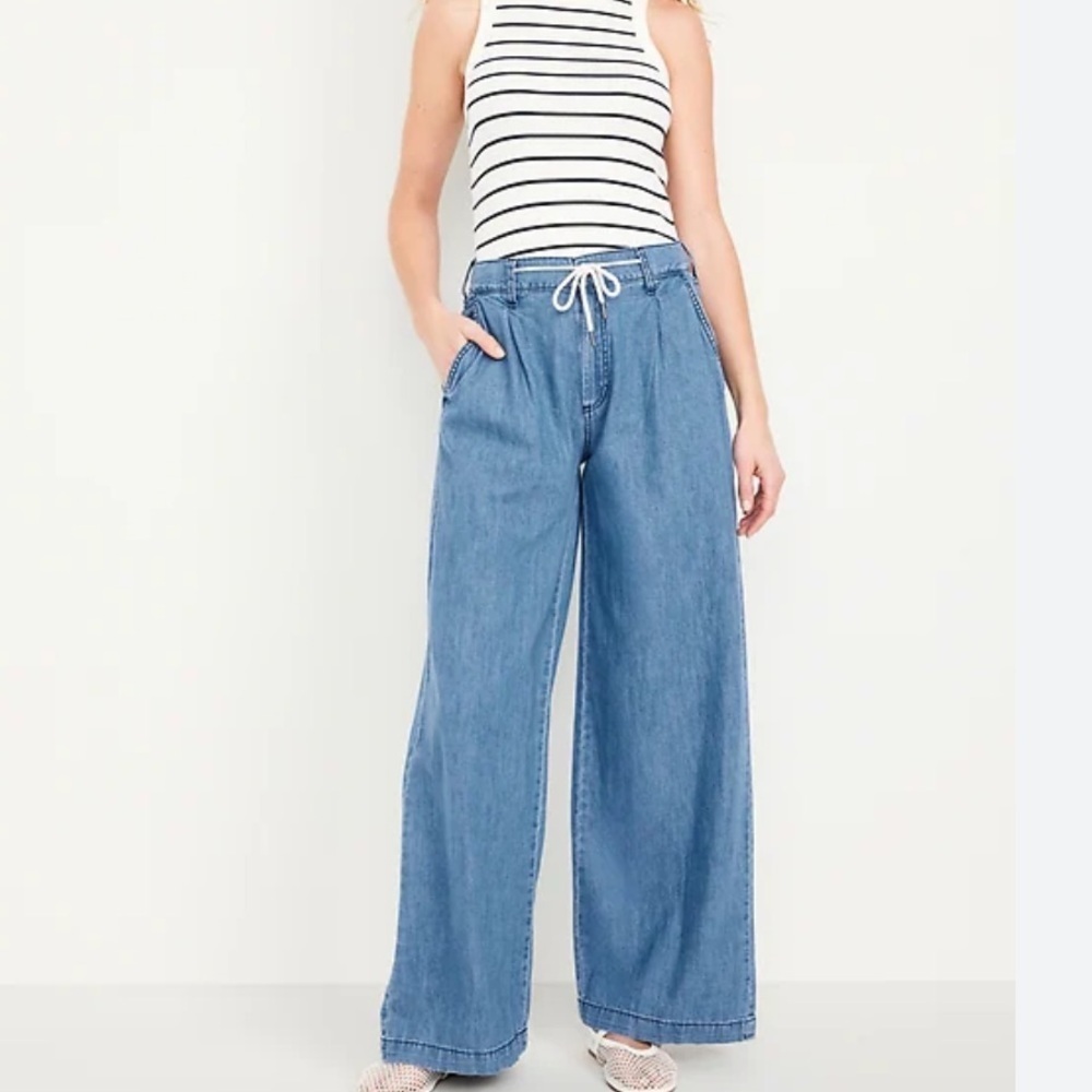Old Navy Drapey Drawcord Wide Leg Flowy Minimalist Pants Size 4